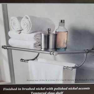 NEW Hotel Towel Rack/Shelf with Towel Rod (Brushed Nickel Finish)